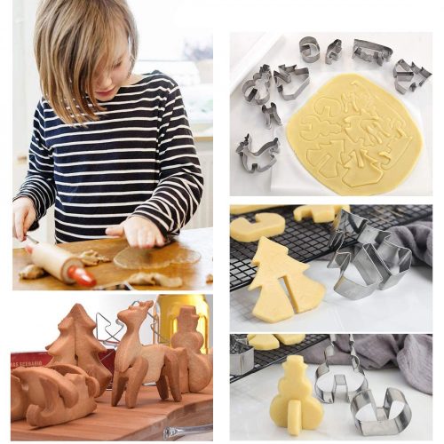 8 darabos 3D karácsonyi kiszúró készlet - Fenyőfa, hóember, szánkó és szarvas