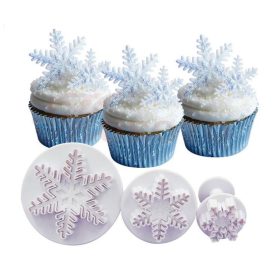 3 darabos marcipán, fondant kiszúró - Hópihe, hópehely 