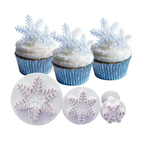 3 darabos marcipán, fondant kiszúró - Hópihe, hópehely 