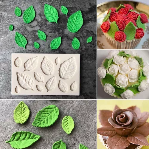 Levél mintájú szilikon fondant és marcipán mintázó 