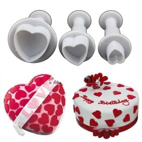 3 darabos fondant, marcipán kiszúró - Szív