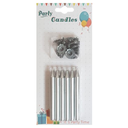 12 darabos születésnapi gyertya – Ezüst színű