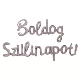 Boldog Szülinapot feliratú fólia lufi – Ezüst