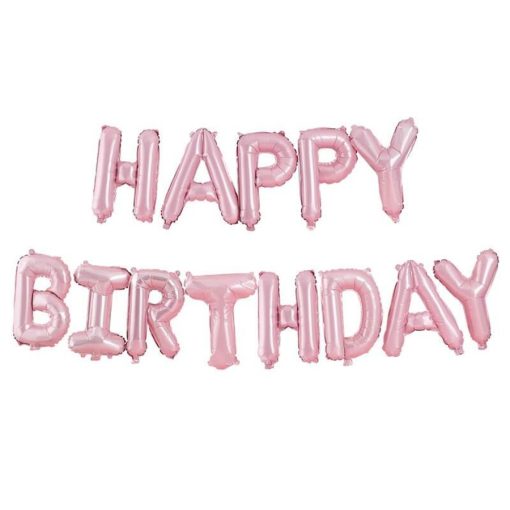 Happy Birthday feliratú fólia lufi – Rózsaszín 