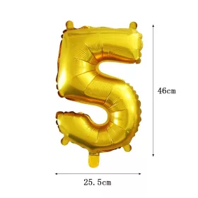 Arany színű szám fólia lufi - 5