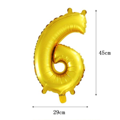 Arany színű szám fólia lufi - 6