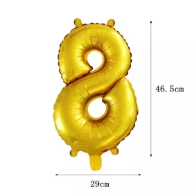 Arany színű szám fólia lufi - 8
