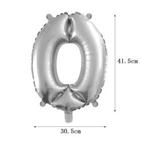 Ezüst színű szám fólia lufi – 0