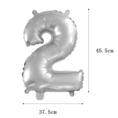 Ezüst színű szám fólia lufi – 2