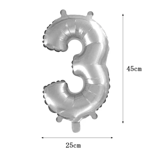 Ezüst színű szám fólia lufi – 3