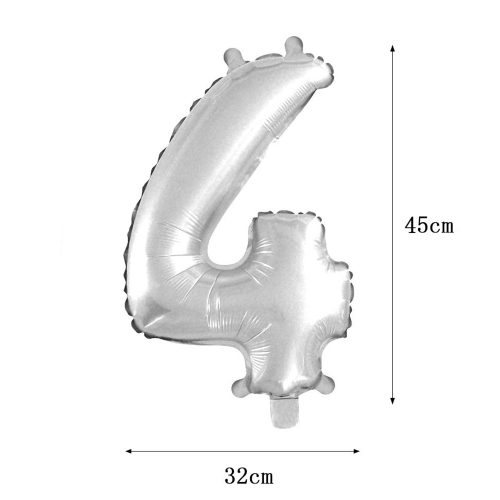 Ezüst színű szám fólia lufi – 4