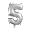 Ezüst színű szám fólia lufi – 5