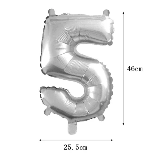 Ezüst színű szám fólia lufi – 5