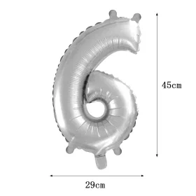 Ezüst színű szám fólia lufi – 6