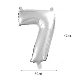Ezüst színű szám fólia lufi – 7