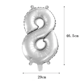 Ezüst színű szám fólia lufi – 8