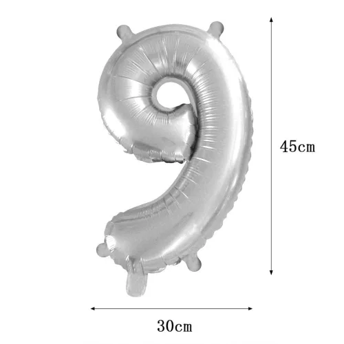 Ezüst színű szám fólia lufi – 9
