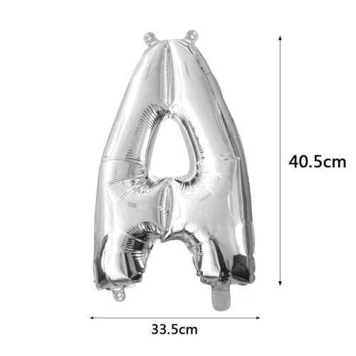 Ezüst színű, betű alakú fólia lufi, léggömb – A