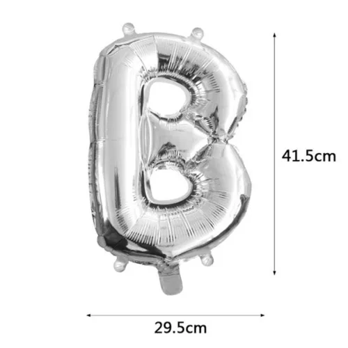 Ezüst színű, betű alakú fólia lufi, léggömb – B