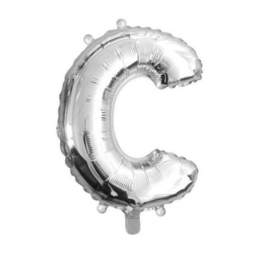Ezüst színű, betű alakú fólia lufi, léggömb – C