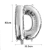 Ezüst színű, betű alakú fólia lufi, léggömb – D