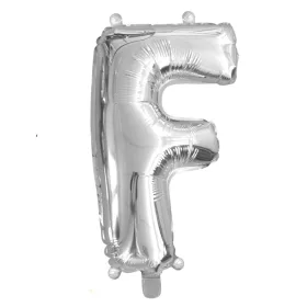 Ezüst színű, betű alakú fólia lufi, léggömb – F