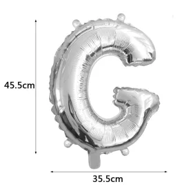 Ezüst színű, betű alakú fólia lufi, léggömb – G