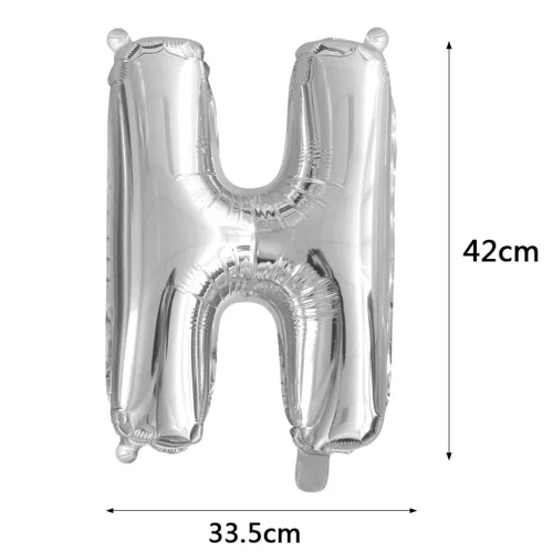 Ezüst színű, betű alakú fólia lufi, léggömb – H