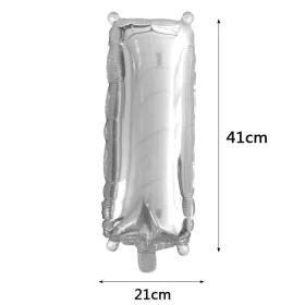 Ezüst színű, betű alakú fólia lufi, léggömb – I