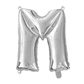 Ezüst színű, betű alakú fólia lufi, léggömb – M