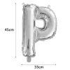 Ezüst színű, betű alakú fólia lufi, léggömb – P