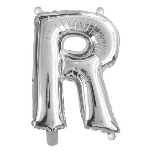 Ezüst színű, betű alakú fólia lufi, léggömb – R