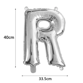 Ezüst színű, betű alakú fólia lufi, léggömb – R