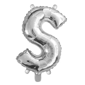 Ezüst színű, betű alakú fólia lufi, léggömb – S