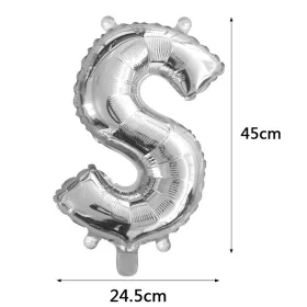 Ezüst színű, betű alakú fólia lufi, léggömb – S