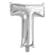 Ezüst színű, betű alakú fólia lufi, léggömb – T