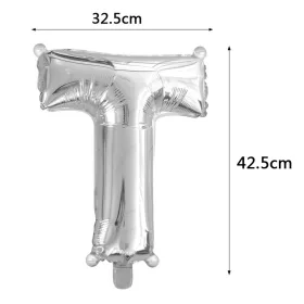 Ezüst színű, betű alakú fólia lufi, léggömb – T