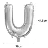 Ezüst színű, betű alakú fólia lufi, léggömb – U