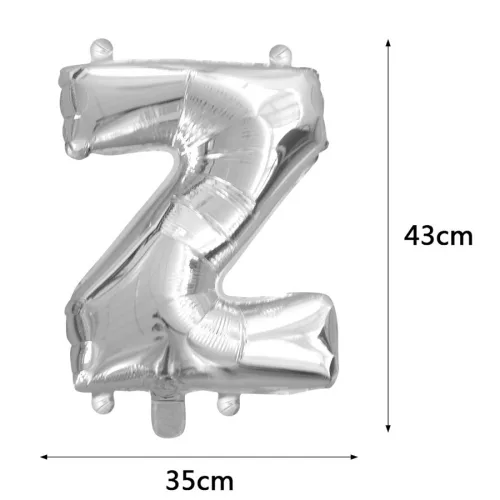 Ezüst színű, betű alakú fólia lufi, léggömb – Z
