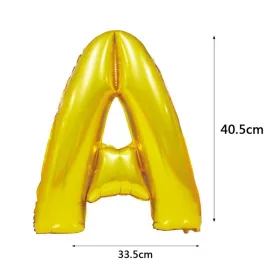 Arany színű, betű alakú fólia lufi, léggömb – A