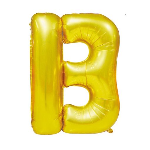 Arany színű, betű alakú fólia lufi, léggömb – B