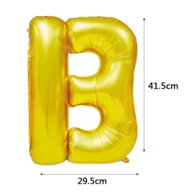 Arany színű, betű alakú fólia lufi, léggömb – B