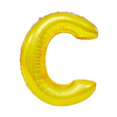 Arany színű, betű alakú fólia lufi, léggömb – C