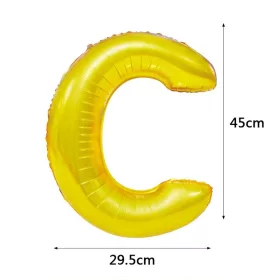Arany színű, betű alakú fólia lufi, léggömb – C