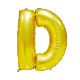 Arany színű, betű alakú fólia lufi, léggömb – D