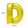 Arany színű, betű alakú fólia lufi, léggömb – D