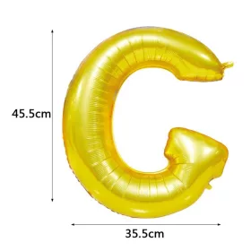 Arany színű, betű alakú fólia lufi, léggömb – G