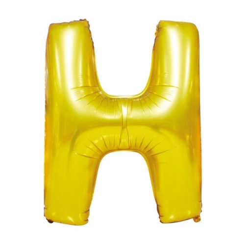 Arany színű, betű alakú fólia lufi, léggömb – H