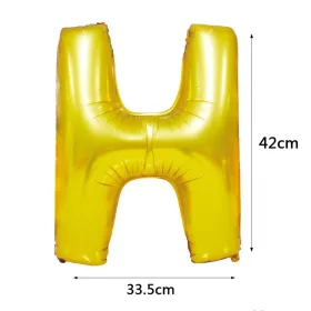 Arany színű, betű alakú fólia lufi, léggömb – H