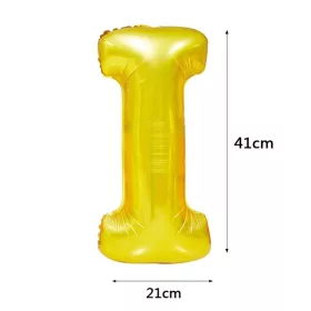 Arany színű, betű alakú fólia lufi, léggömb – I